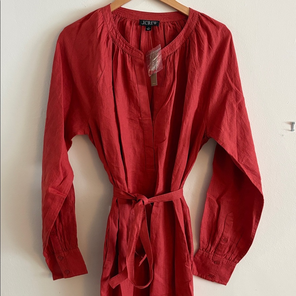 NWT J. Crew Cabana Dress in Linen Size Large Tall - Picture 4 of 11